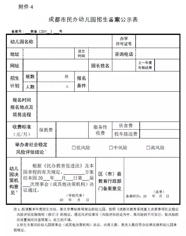 民办幼儿园招生简章备案材料